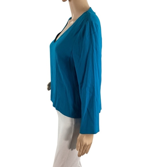 Artelier Nicole Miller Blue Open Back Long Sleeve Blouse Size M - Picture 4 of 7